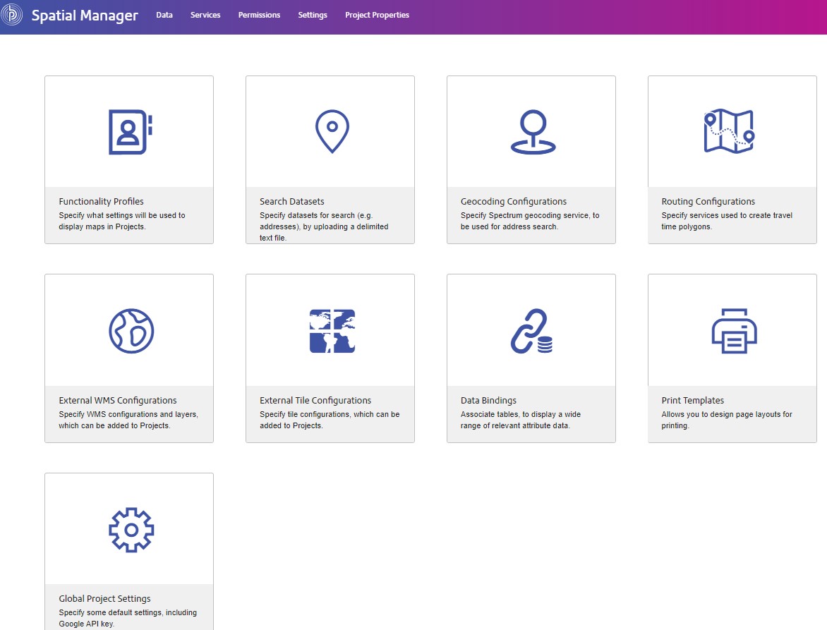 Image of the One Admin Console within Spectrum Spatial Manager